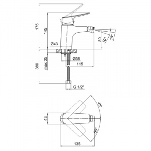 Змішувач для біде Qtap loft crm 001a