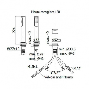 Змішувач на борт ванни без виливу Paffoni Candy з душовим гарнітуром, колір хром CA041CR