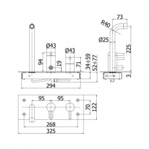 Змішувач для ванни Paffoni Steel, колір сталь STEEL001AC