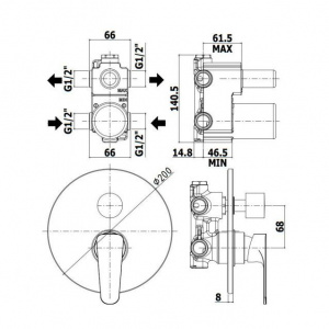 Змішувач для ванни/душу на 2 споживача Paffoni Sly, колір хром SY018CR