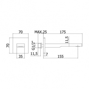 Вилив для ванни 15,5 см Paffoni, колір сталь ZBOC120ST