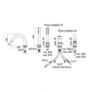 Змішувач на борт ванни Paffoni Candy з душовим гарнітуром, колір хром CA040CR