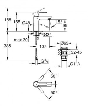 Lineare Одноважільний змішувач для раковини XS-Size (23791001)