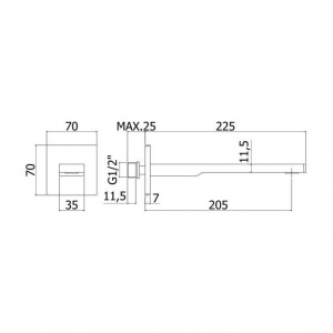 Вилив для ванни 20,5 см Paffoni, колір сталь ZBOC121ST