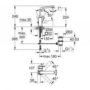 Eurocube Одноважільний змішувач для раковини L-Size (23135000)