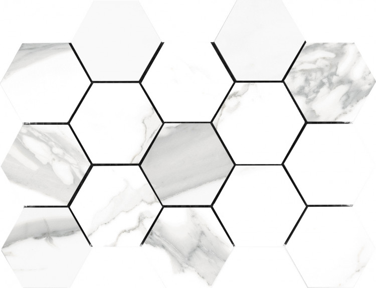 Декор 32.5x22.5 cr. cellini blanco hexagonos leviglass