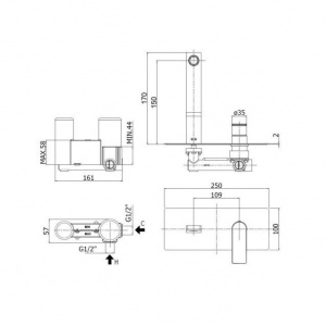 Змішувач для раковини настінний Paffoni Tango, вилив 150 мм TA104ST
