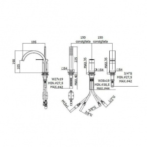 Змішувач на борт ванни Paffoni Tango, колір сталь TA040ST