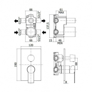 Змішувач для ванни/душу на 2 споживача Paffoni Tango з металевою накладкою, колір хром TA018CR/M