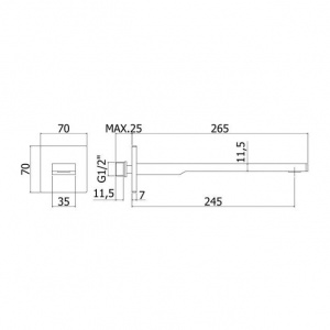 Вилив для ванни 24,5 см Paffoni, колір хром ZBOC122CR