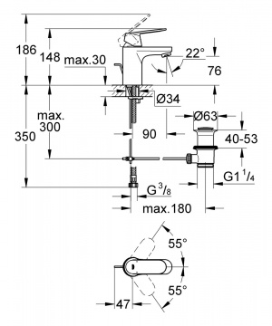 Eurosmart Cosmopolitan Одноважільний змішувач для раковини S-Size (3282500E)