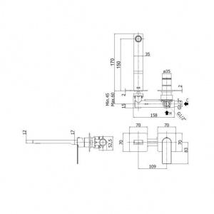 Змішувач для раковини настінний Paffoni Tango, вилив 150 мм TA104ST70