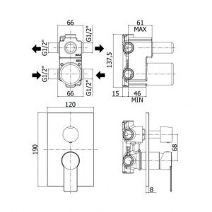 Змішувач для ванни/душу на 2 споживача Paffoni Tango, колір хром TA018CR