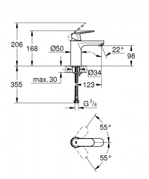 Eurosmart Cosmopolitan Одноважільний змішувач для раковини M-Size (23327000)