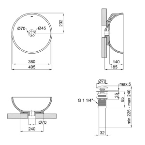 Раковина-чаша Qtap Robin 410х410х180 White з донним клапаном QT1311A004W