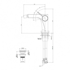 Змішувач для біде Paffoni Rock, з донним клапаном Clic-Clac, RO131KCR
