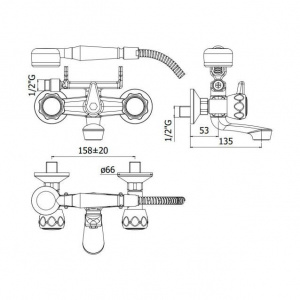 Змішувач для ванни Paffoni Danubio з душовим гарнітуром та шлангом 1000 мм, колір хром DA922CR