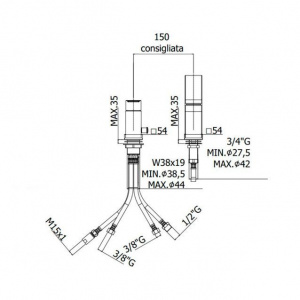 Змішувач на борт ванни без виливу Paffoni Tango, колір сталь TA041ST