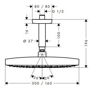 Верхній душ Hansgrohe Raindance Select E 300 2jet 27384000