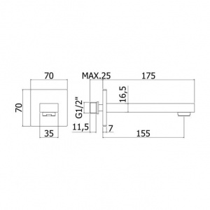 Вилив для ванни 15,5 см Paffoni, колір хром ZBOC123CR