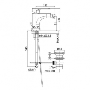 Змішувач для біде Paffoni Sly, з донним клапаном, SY135CR