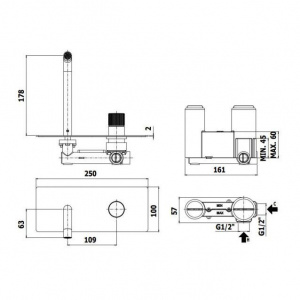 Змішувач для раковини настінний Paffoni Jo, вилив 178 мм. JO105CR