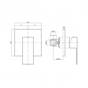 Змішувач для душу Paffoni Elle з металевою накладкою, колір чорний EL010NO/M