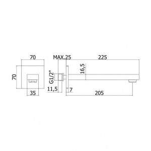 Вилив для ванни 20,5 см Paffoni, колір хром ZBOC124CR