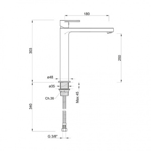 Змішувач для раковини високий Versilia Ponsi BTVERKLA03