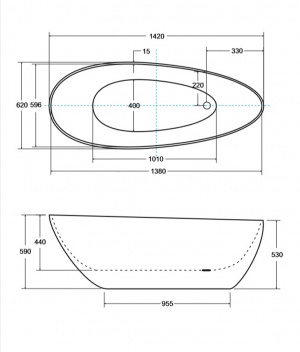 Ванна GOYA XS ретро 142x62 з сифоном клік-клак