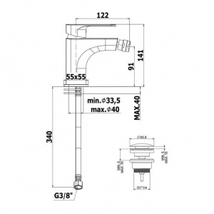 Змішувач для біде Paffoni Sly, з донним клапаном Clic-Clac, SY131KCR