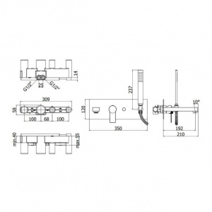 Змішувач для ванни Paffoni Tango, колір сталь TA001ST