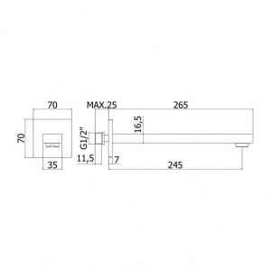 Вилив для ванни 24,5 см Paffoni, колір хром ZBOC125CR