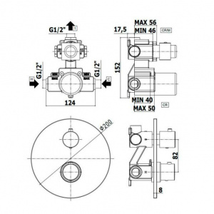 Термостат для душу на 1 споживач Paffoni Light, колір сталь LIQ013ST