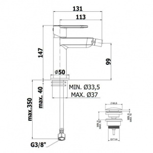 Змішувач для біде Paffoni Candy, з донним клапаном Clic-Clac, CA131KCR
