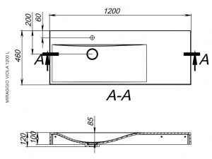 Умивальник VIOLA 1200 L MATT