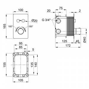 Змішувач термостатичний прихованого монтажу для душу Qtap Votice 6442T105NKC на два споживача