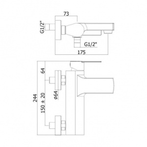 Змішувач для ванни Paffoni Tango, колір хром TA022CR