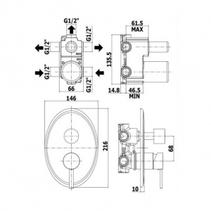 Змішувач для ванни/душу на 3 споживача Paffoni Berry, колір хром BR019CR
