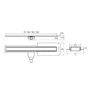 Душовий канал 90 см Vimo з накладкою