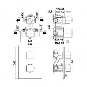 Термостат для душу на 2 споживача Paffoni Level з металевою накладкою, колір сталь LEQ518ST/M