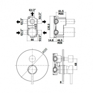 Змішувач для ванни/душу на 3 споживача Paffoni Birillo, колір хром BI019CR