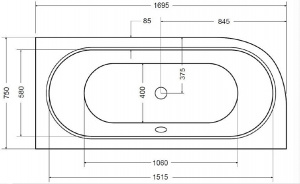 Ванна акрилова AVITA 170х75 Права (соло) без ніг