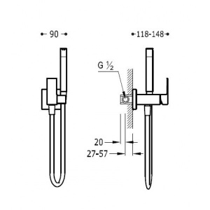 Гігієнічний душ Tres Cuadro 00612302 хром для монтажу під гіпсокартон