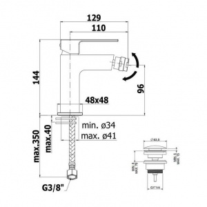 Змішувач для біде Paffoni Effe, з донним клапаном Clic-Clac, EF131KCR