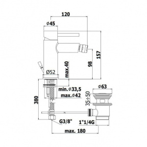 Змішувач для біде Paffoni Stick, з донним клапаном, SK135HST