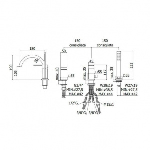 Змішувач на борт ванни Paffoni Elle, колір чорний EL040NO