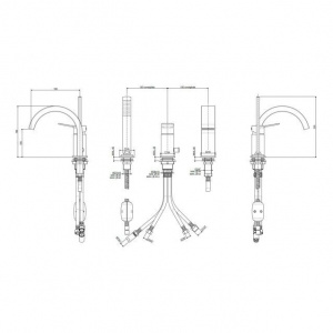 Змішувач на борт ванни Paffoni Tilt з душовим гарнітуром, колір чорний TI040NO