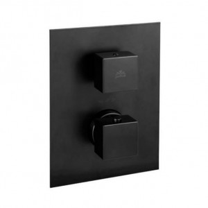 Термостат для душу на 2 споживача Paffoni Level з металевою накладкою, колір чорний LEQ518NO/M