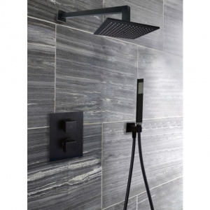 Термостат для душу на 2 споживача Paffoni Level з металевою накладкою, колір чорний LEQ518NO/M